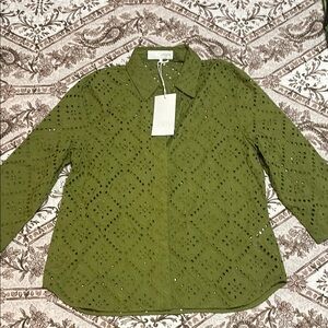 Zara Women's Green Eyelet Top